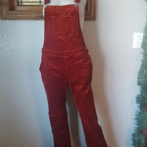Velvet Burnt Orange Corduroy Overalls, Womens M, Velour Cords Whimsigoth